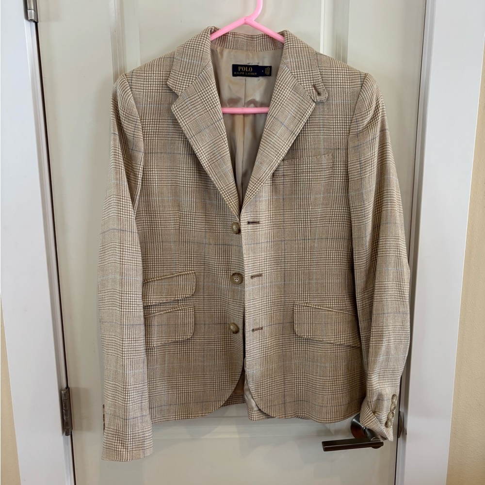 Polo by Ralph Lauren Women's Tan Checkered Blazer